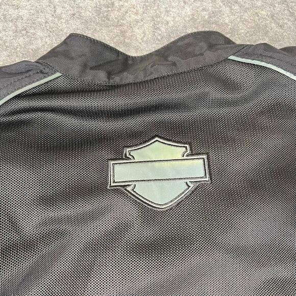 Harley Davidson Mens Black Motorcycle Jacket Mesh Armor Reflective Size Large - Picture 6 of 14